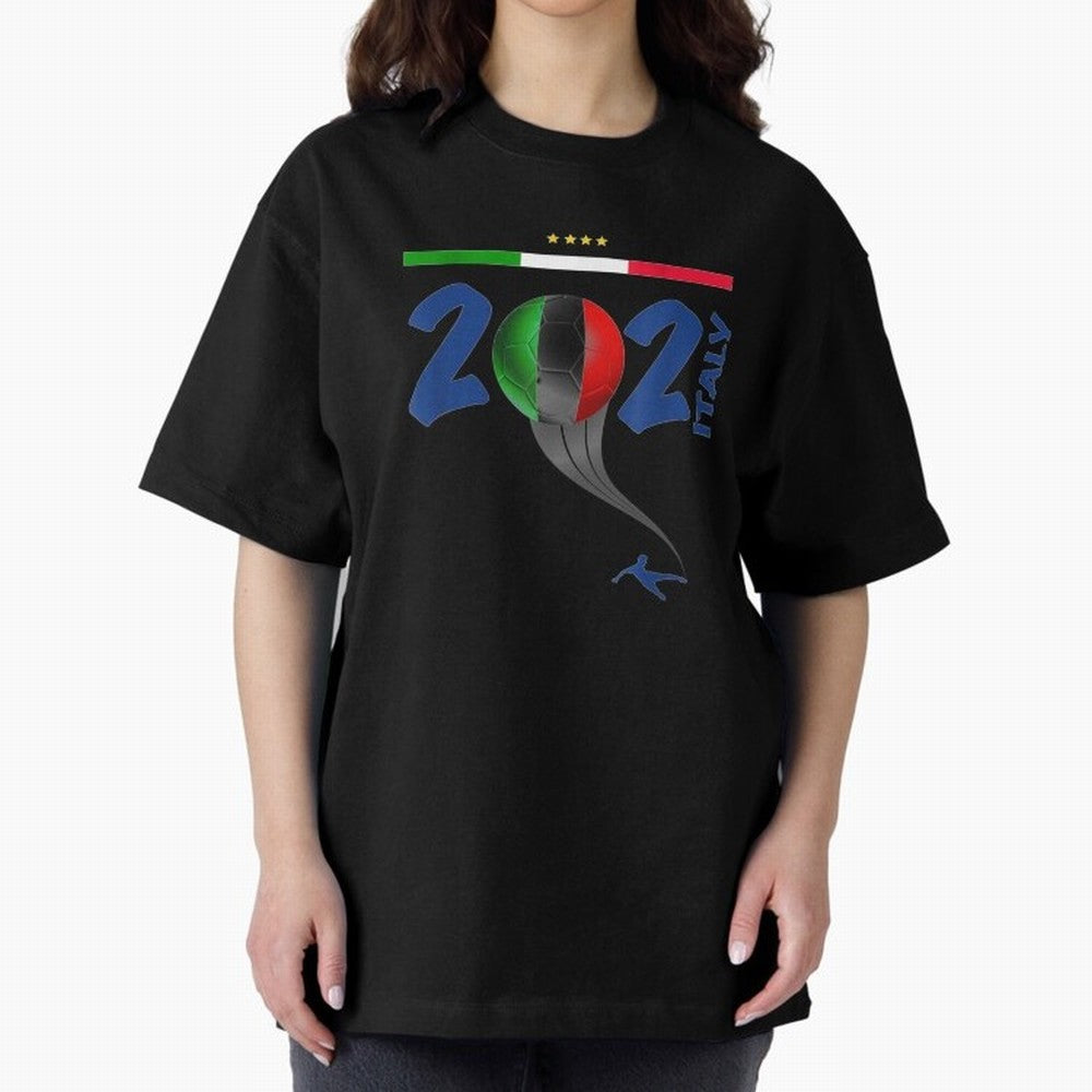 Italy Football - Italian Soccer National Team Oversized T-Shirt Remember Iconic Moments from Global Football Passion for FIFA World Cup 2026 Group Stage, Made for Mbappe and Neymar, England, France and Netherlands, Vintage Soccer Flavor, Modern