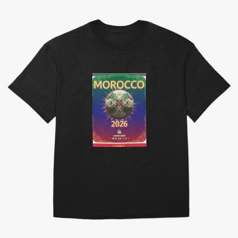 Morocco 2026 World Cup - Traditional Zellige Football Oversized T-Shirt Join the Countdown to FIFA World Cup 2026 Group Stage for Fans of Neymar, Haaland and Cristiano Ronaldo and Portugal, Bringing Worldwide Fan Energy, Dramatic Goals, Stadium