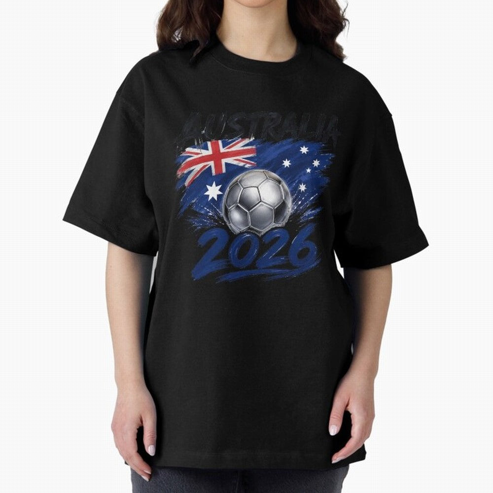 Australia Soccer 2026: Grunge Flag & Football Pride Oversized T-Shirt Celebrate Unforgettable Nights in FIFA World Cup 2026 Group Stage for Fans of Cristiano Ronaldo and France and Portugal, Bringing Stadium Memories, Football Loyalty,