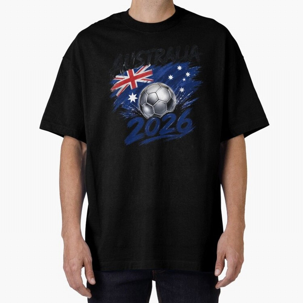 Australia Soccer 2026: Grunge Flag & Football Pride Oversized T-Shirt Celebrate Unforgettable Nights in FIFA World Cup 2026 Group Stage for Fans of Cristiano Ronaldo and France and Portugal, Bringing Stadium Memories, Football Loyalty,