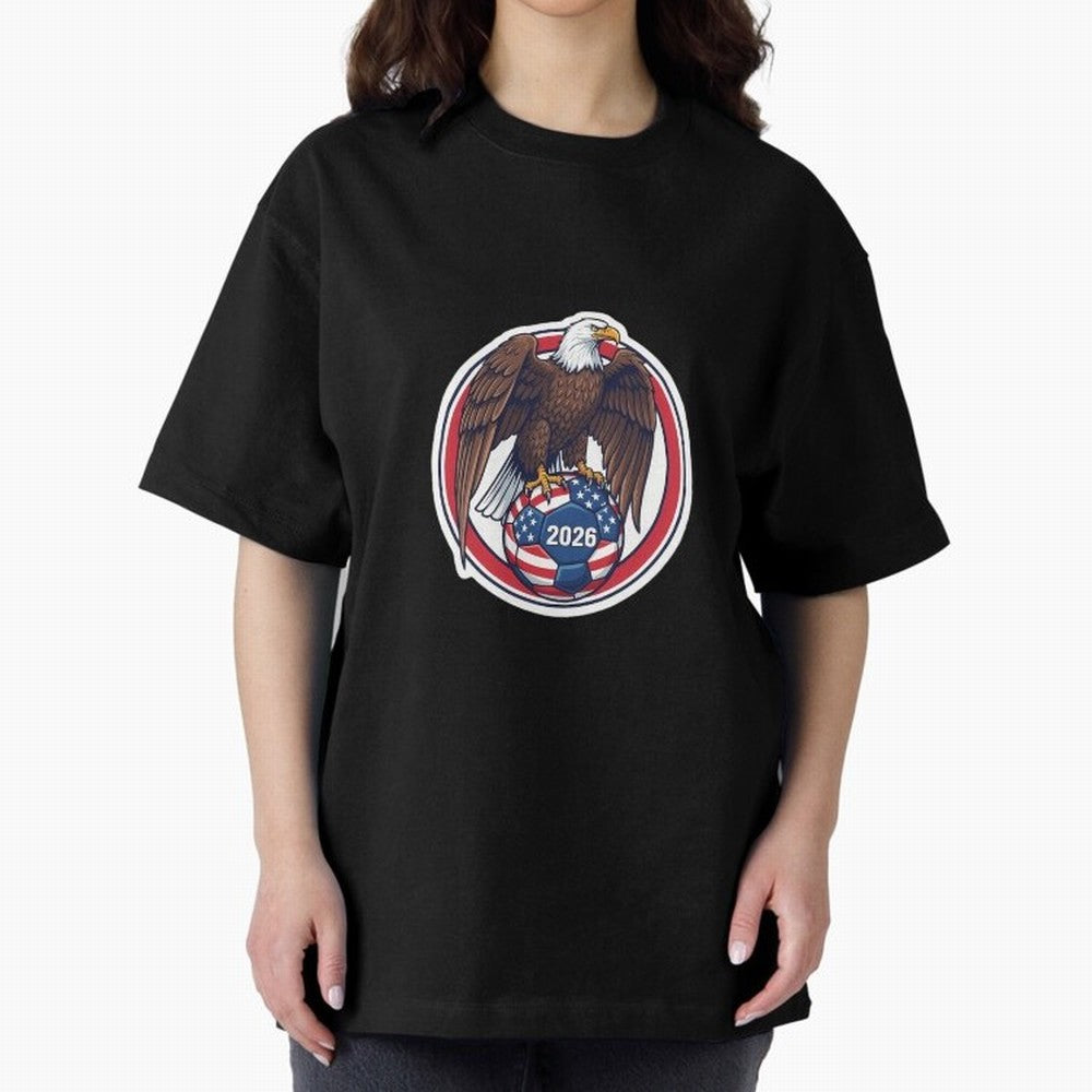 Usa Eagle Soccer 2026 American Pride Football Oversized T-Shirt Elevate FIFA World Cup 2026 for Fans of Haaland and France, Bringing Vintage Soccer Flavor, Modern Football Stars, National Flags and Final Night Emotion; Ideal for Fans Who Follow