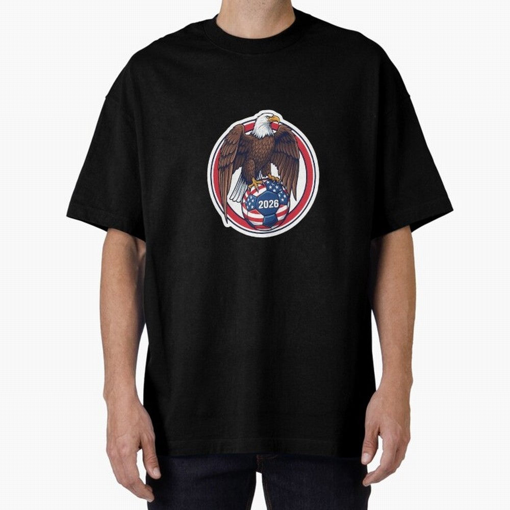 Usa Eagle Soccer 2026 American Pride Football Oversized T-Shirt Elevate FIFA World Cup 2026 for Fans of Haaland and France, Bringing Vintage Soccer Flavor, Modern Football Stars, National Flags and Final Night Emotion; Ideal for Fans Who Follow