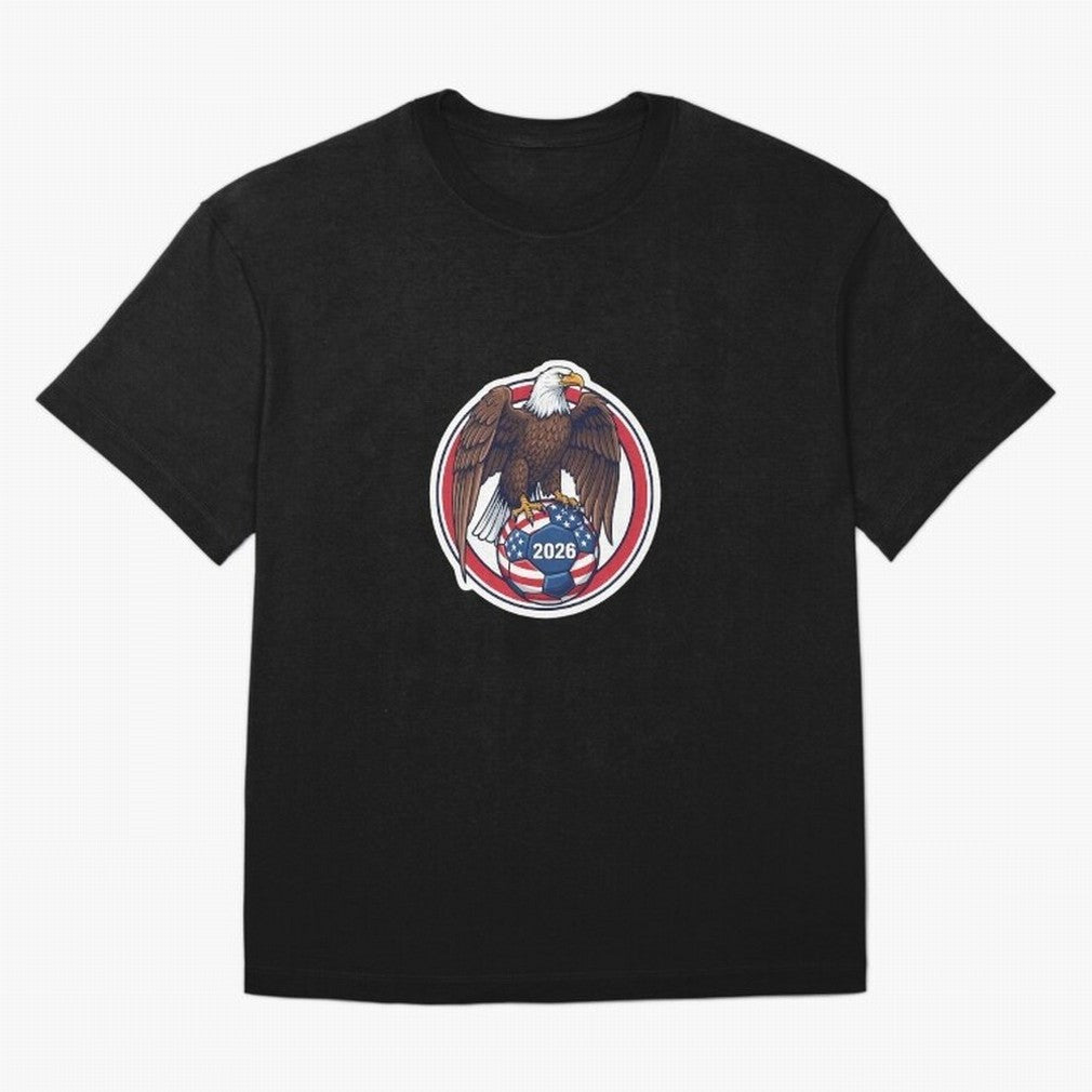 Usa Eagle Soccer 2026 American Pride Football Oversized T-Shirt Elevate FIFA World Cup 2026 for Fans of Haaland and France, Bringing Vintage Soccer Flavor, Modern Football Stars, National Flags and Final Night Emotion; Ideal for Fans Who Follow