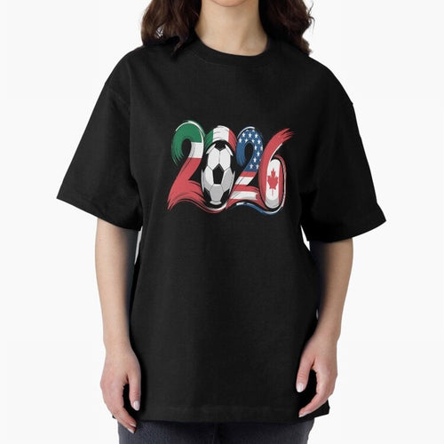 2026 Soccer Play Game Year Players Oversized T-Shirt Celebrate Fan Culture around FIFA World Cup 2026 Group Stage for Fans of Cristiano Ronaldo and Argentina and Brazil, Bringing Soccer Culture, Superstar Moments, National Team Dreams and