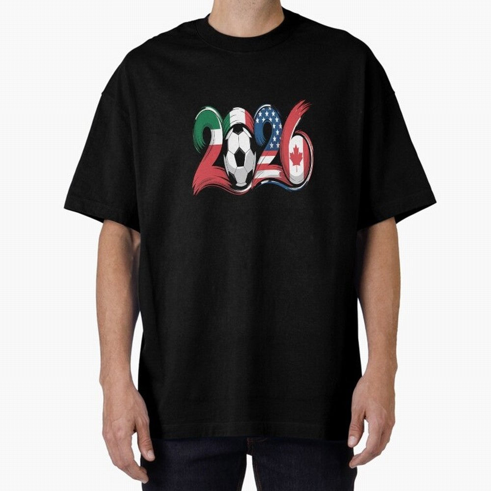 2026 Soccer Play Game Year Players Oversized T-Shirt Celebrate Fan Culture around FIFA World Cup 2026 Group Stage for Fans of Cristiano Ronaldo and Argentina and Brazil, Bringing Soccer Culture, Superstar Moments, National Team Dreams and