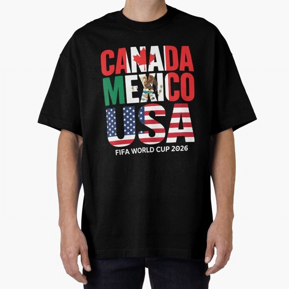 world cup 2026 hosts - canada mexico usa soccer fan Oversized T-Shirt Represent Football Lovers during FIFA World Cup 2026 Group Stage Spirit, Driven by Brazil, Portugal and Argentina, Cristiano Ronaldo, Haaland and CR7, Match Day Excitement,