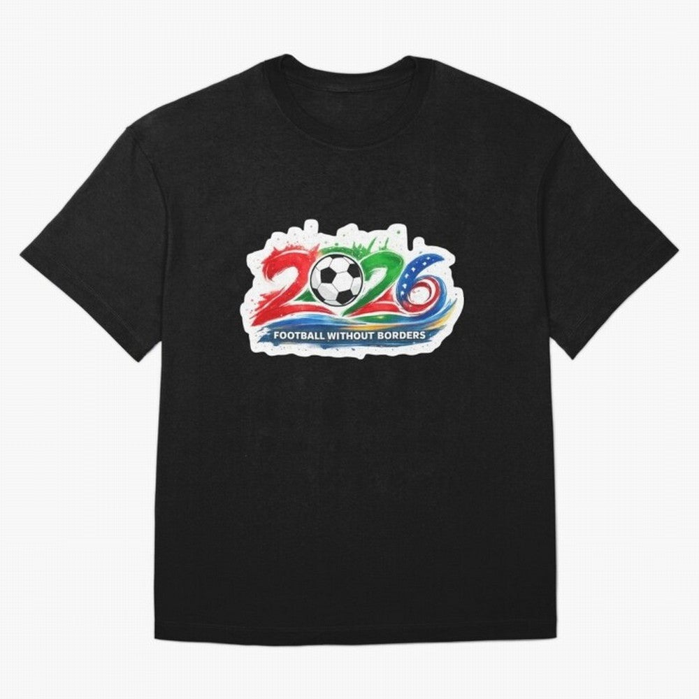 Football Without Borders 2026 Artistic Logo Oversized T-Shirt Remember FIFA World Cup 2026 Group Stage Featuring Messi and Cristiano Ronaldo, Portugal Energy, Football Passion, Legendary Performances, Festival Vibes and Supporter Community; Perfect