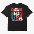 Canada Mexico USA 2026 World Cup Host Nations Oversized T-Shirt Celebrate Unforgettable Nights in FIFA World Cup 2026 Group Stage for Fans of Neymar, Haaland and Cristiano Ronaldo and Spain, Bringing Football History, Final Match Energy, Crowd