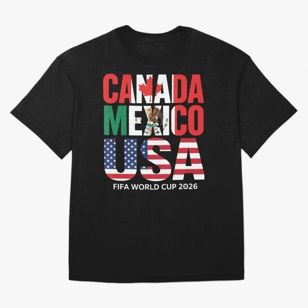 Canada Mexico USA 2026 World Cup Host Nations Oversized T-Shirt Celebrate Unforgettable Nights in FIFA World Cup 2026 Group Stage for Fans of Neymar, Haaland and Cristiano Ronaldo and Spain, Bringing Football History, Final Match Energy, Crowd