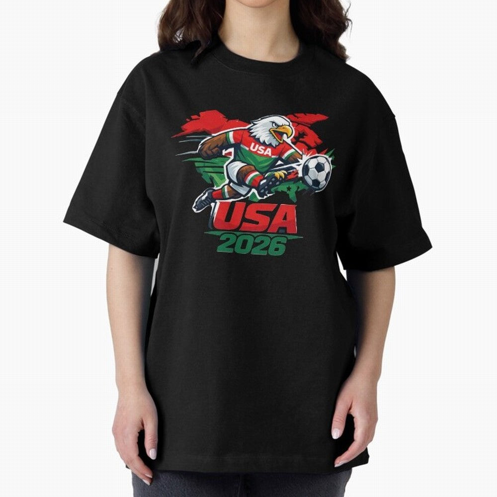USA Canada Mexico Soccer Cup Oversized T-Shirt Capture Global Football Passion for FIFA World Cup 2026 USA Canada Mexico, Filled with Haaland and Mbappe, England, France and Netherlands, Championship Spirit, Famous Goals, Roaring Crowds and