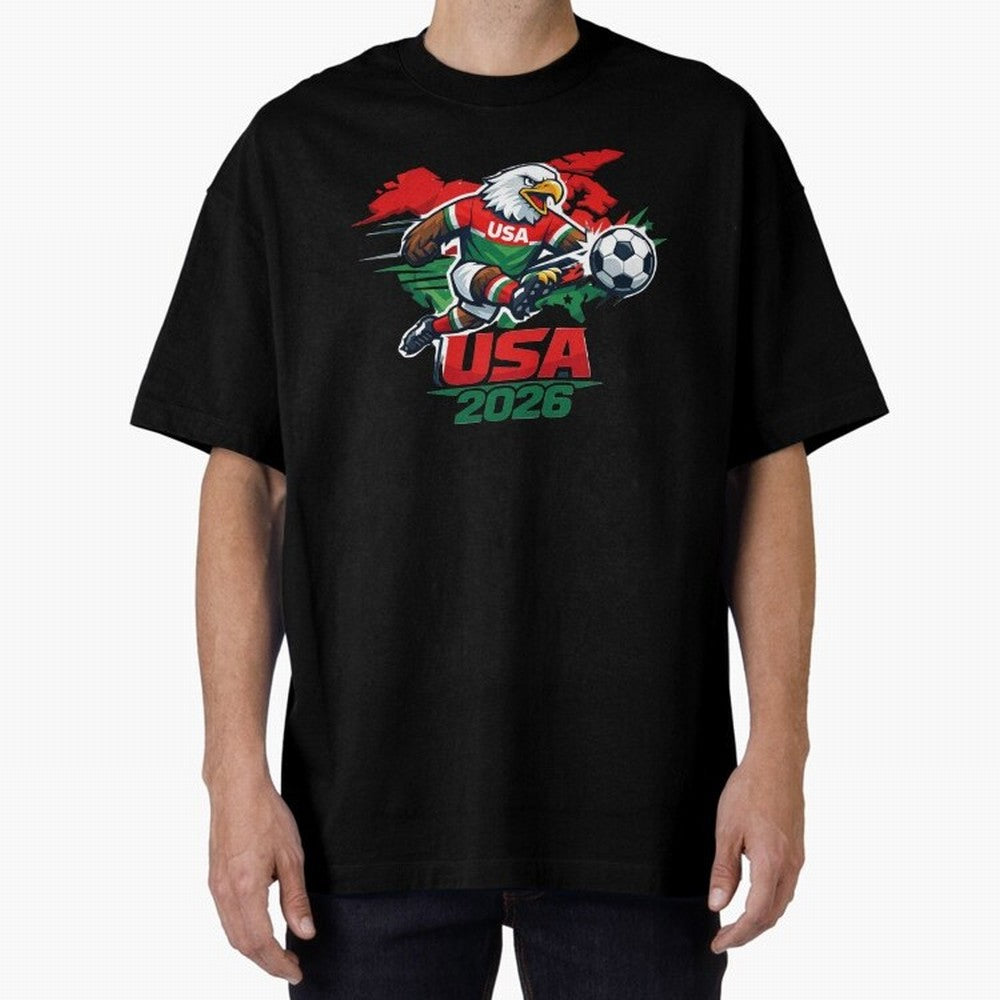 USA Canada Mexico Soccer Cup Oversized T-Shirt Capture Global Football Passion for FIFA World Cup 2026 USA Canada Mexico, Filled with Haaland and Mbappe, England, France and Netherlands, Championship Spirit, Famous Goals, Roaring Crowds and