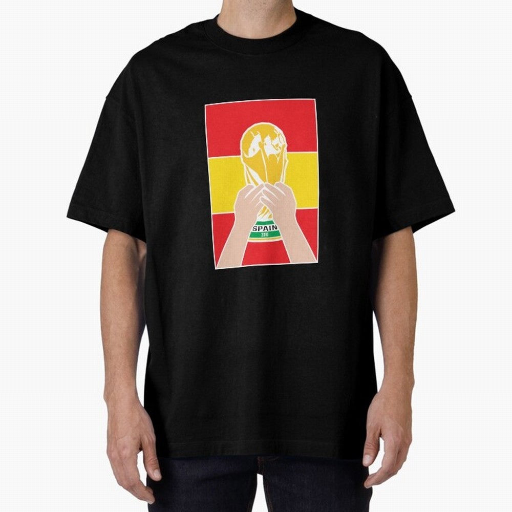 Champion Spain 2010 Oversized T-Shirt Capture the FIFA World Cup 2026 Group Stage Journey through Mbappe and Neymar Highlights, France and Portugal Pride, Vintage Soccer Flavor, Modern Football Stars, National Flags and Final Night Emotion; Ideal