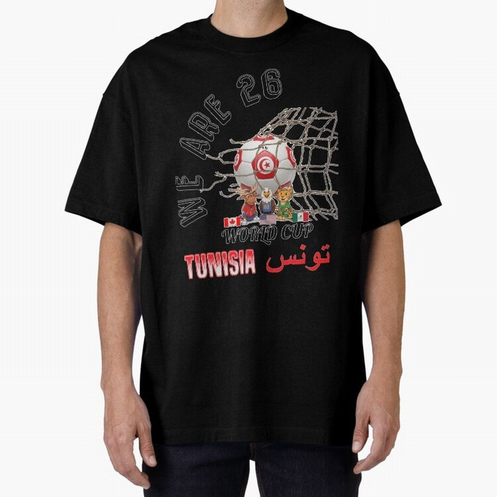 World cup 26 - Tunisia Oversized T-Shirt Remember the FIFA World Cup 2026 Journey through Messi, Neymar and Mbappe Highlights, Netherlands Pride, Retro Football Energy, Iconic Rivalries, Trophy Chase Drama and Stadium Atmosphere; Made for Die Hard