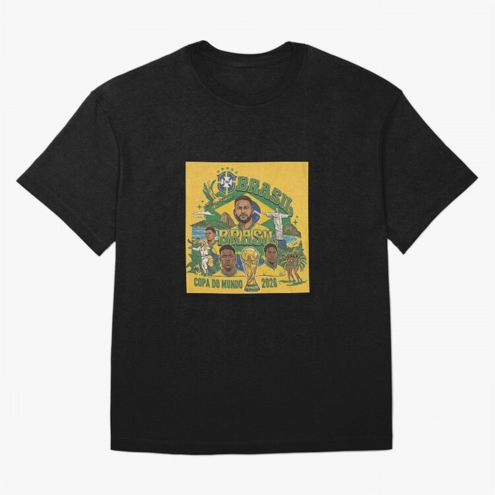 Brazil Football 2026 ¨C Retro World Cup Fan Art Oversized T-Shirt Bring Retro Soccer Energy to the FIFA World Cup 2026 USA Canada Mexico Journey through CR7 and Messi Highlights, England, France and Netherlands Pride, Global Supporter Spirit,