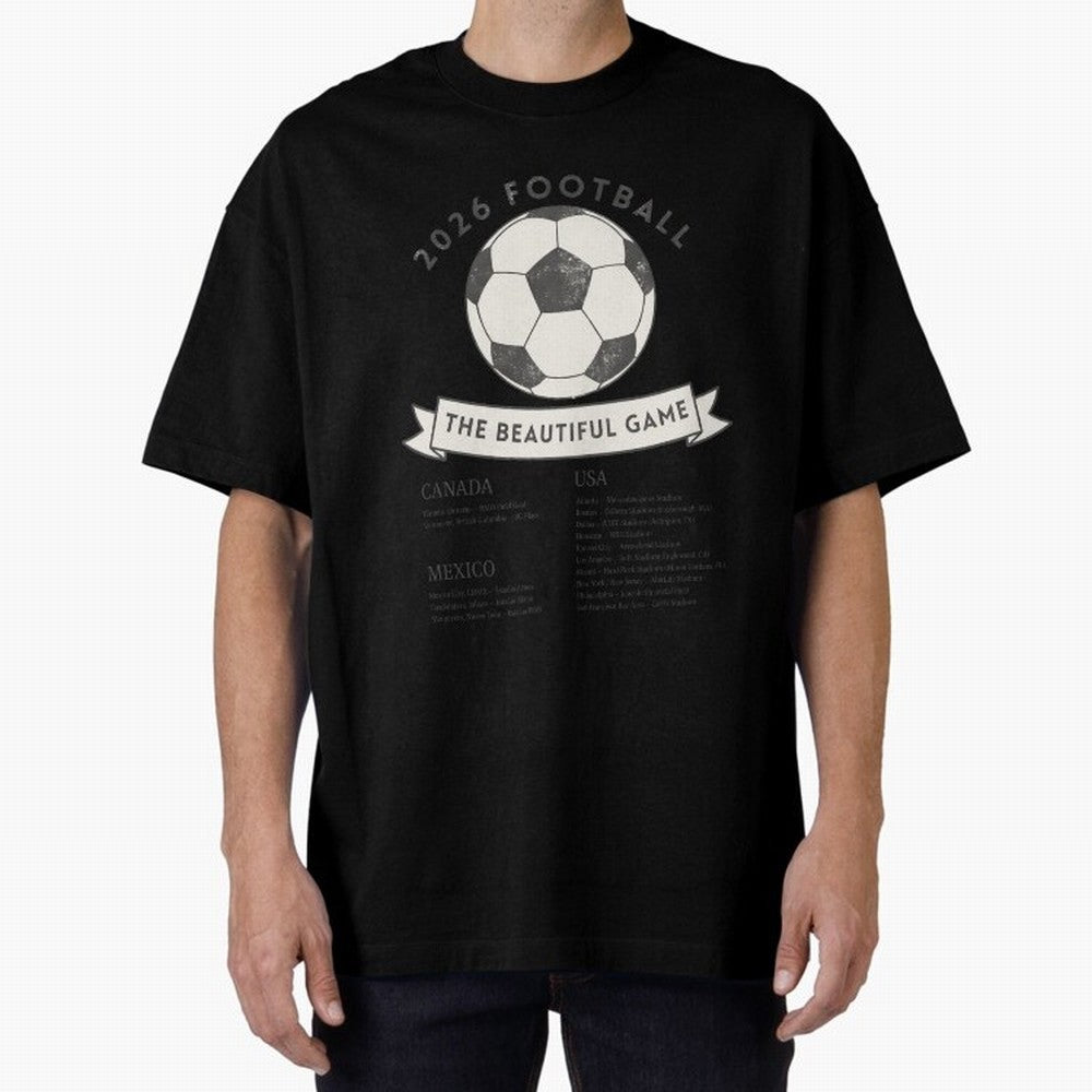 2026 Football Soccer Host Cities Beautiful Game Oversized T-Shirt Celebrate Fan Favorites in FIFA World Cup 2026 USA Canada Mexico Celebrating Cristiano Ronaldo, Argentina and Brazil Energy, Classic Soccer Heritage, Championship Pressure, Fan