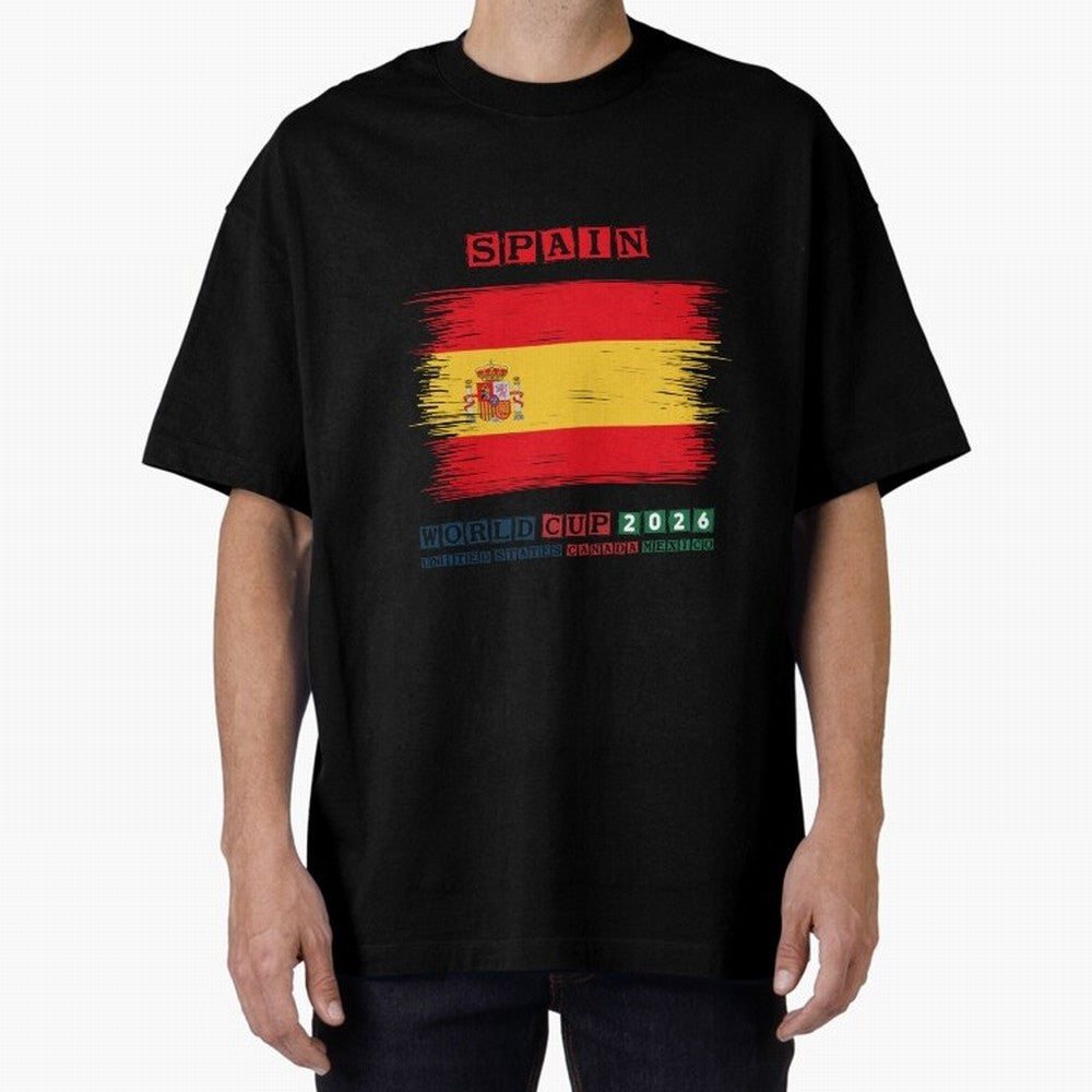 SPAIN WORLD CUP 2026 Oversized T-Shirt Unlock FIFA World Cup 2026 USA Canada Mexico with Cristiano Ronaldo, Argentina, France and Brazil Energy, Stadium Chants, National Pride, Trophy Dreams and Unforgettable Football Memories; Made for Collectors