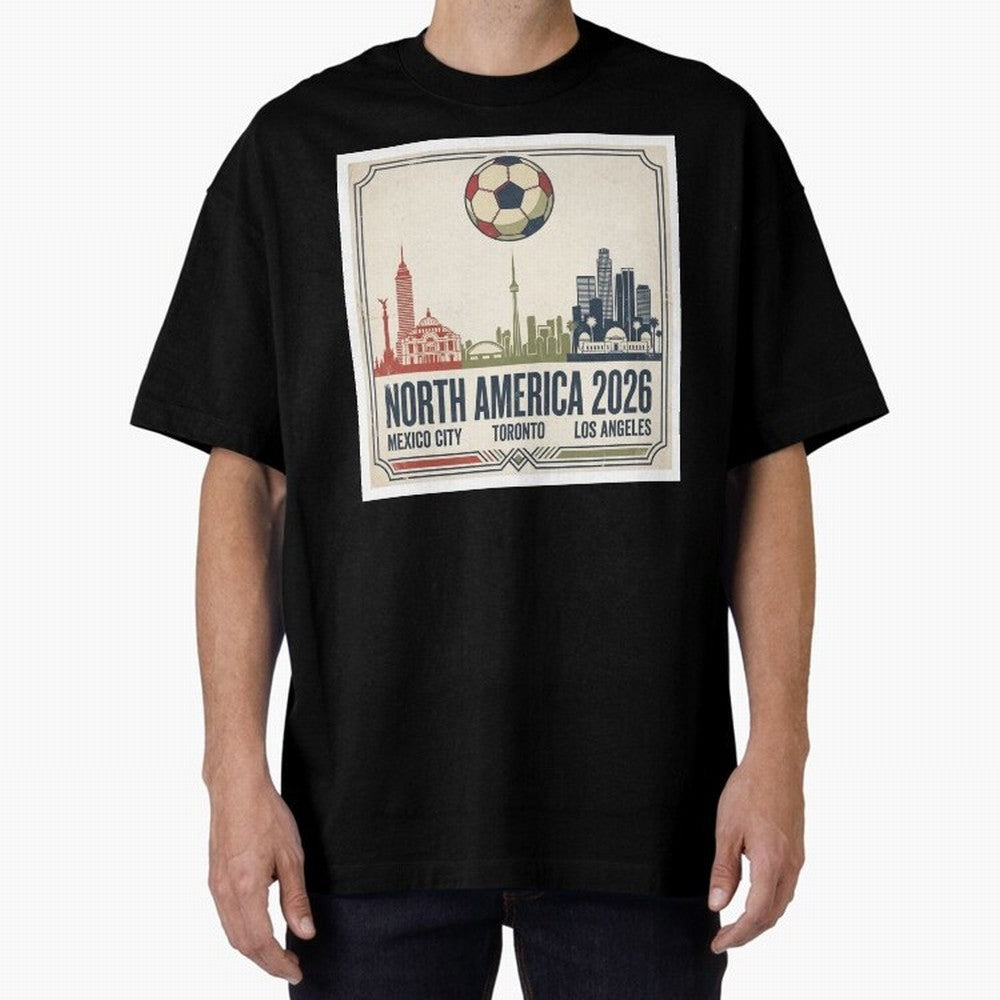Retro North America 2026 Soccer Vintage Graphic Oversized T-Shirt Make Your Look Match FIFA World Cup 2026 Group Stage Spirit, Inspired by Argentina, Haaland, Vintage Soccer Flavor, Modern Football Stars, National Flags and Final Night Emotion;