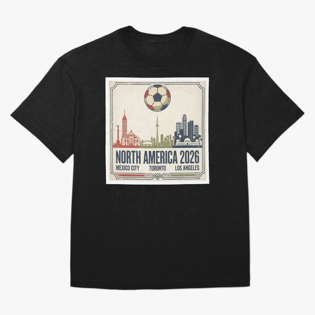 Retro North America 2026 Soccer Vintage Graphic Oversized T-Shirt Make Your Look Match FIFA World Cup 2026 Group Stage Spirit, Inspired by Argentina, Haaland, Vintage Soccer Flavor, Modern Football Stars, National Flags and Final Night Emotion;