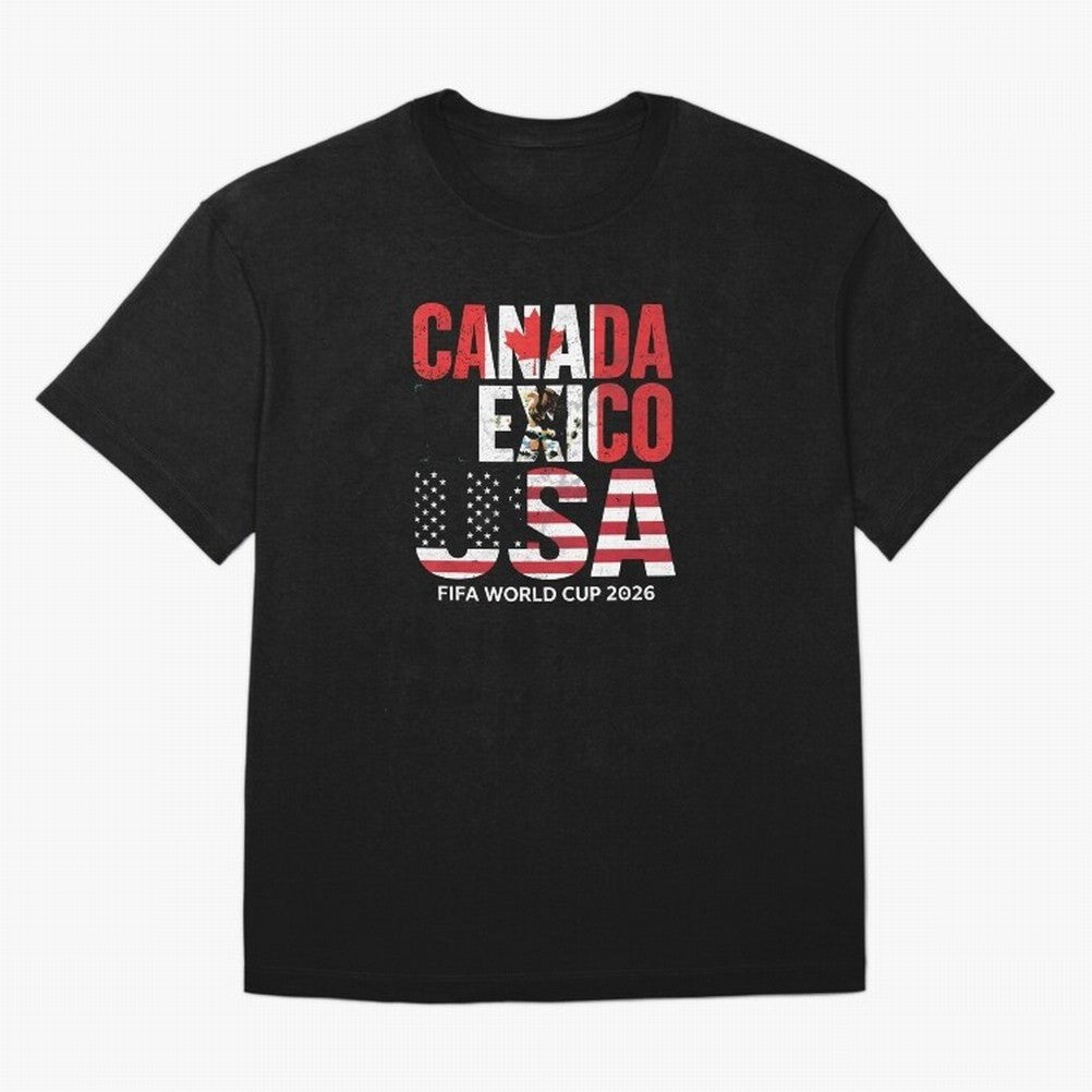 United 2026 World Cup - Canada, Mexico, USA Flags T-Shirt_83138002 Oversized T-Shirt Celebrate the Next Chapter of FIFA World Cup 2026 Group Stage Celebrating Neymar, Portugal Energy, Supporter Pride, Iconic Celebrations, Legendary Names and Global