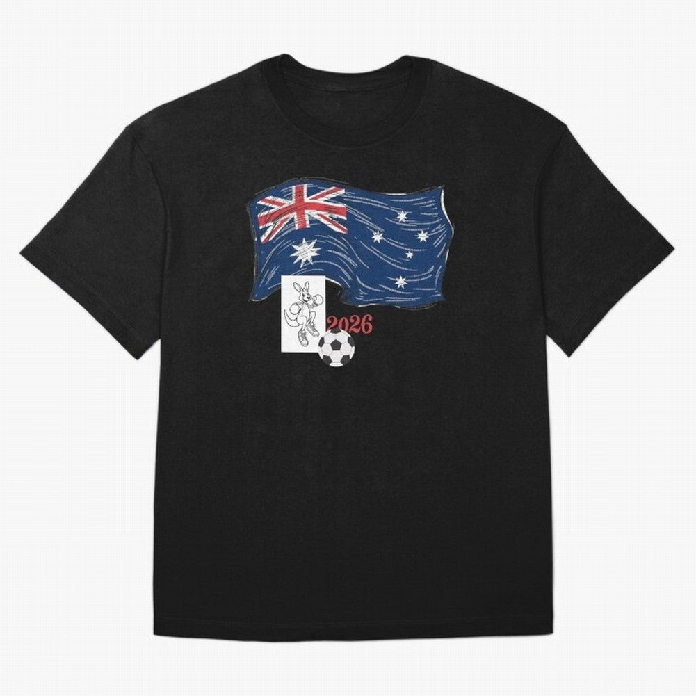 Australia 2026 Soccer Pride - Boxing Kangaroo & Dynamic Waving Flag. Oversized T-Shirt Capture Stadium Memories from the FIFA World Cup 2026 Group Stage Journey through Messi and Cristiano Ronaldo Highlights, Spain Pride, Retro Football Energy,