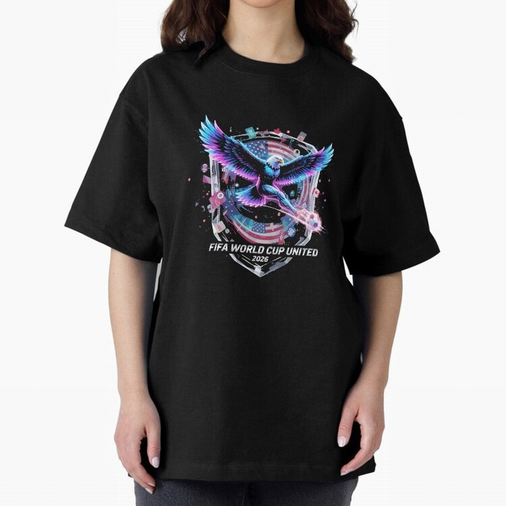 FIFA World Cup 2026 United Eagle Soccer Art T-Shirt_86867742 Oversized T-Shirt Bring Global Tournament Vibes to the FIFA World Cup 2026 Journey through Neymar Highlights, France Pride, Championship Spirit, Famous Goals, Roaring Crowds and