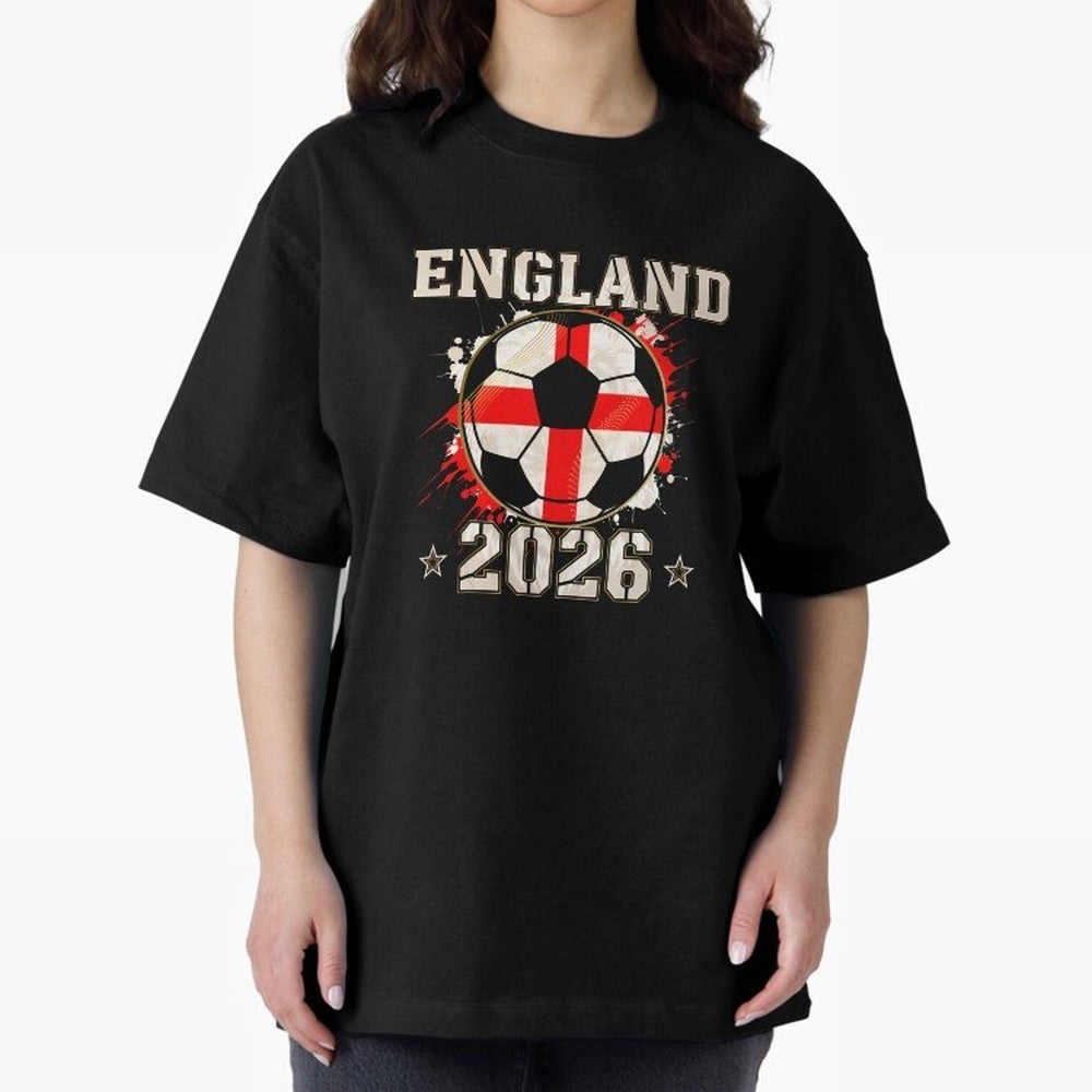 Front Print England Soccer World Cup 2026 - English Fan Gift T-Shirt_84562392 Oversized T-Shirt Make Every Match About the FIFA World Cup 2026 Journey through Mbappe Highlights, France and Portugal Pride, Stadium Chants, National Pride, Trophy