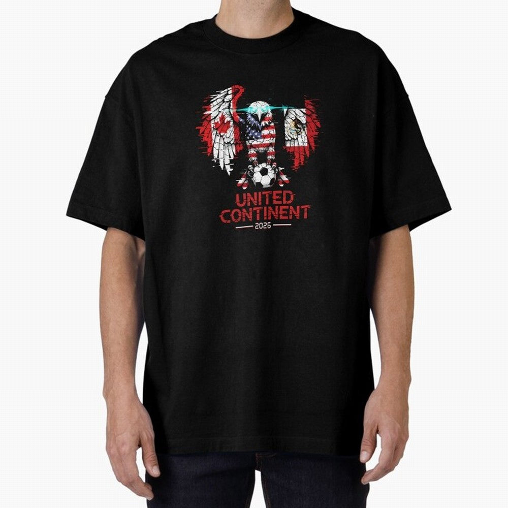 Glitched North America Eagle World Cup Soccer 2026 T-Shirt_83958408 Oversized T-Shirt Feel the Heartbeat of Match Day Hype around FIFA World Cup 2026, Mbappe and Neymar, France and Portugal, Vintage Soccer Flavor, Modern Football Stars, National