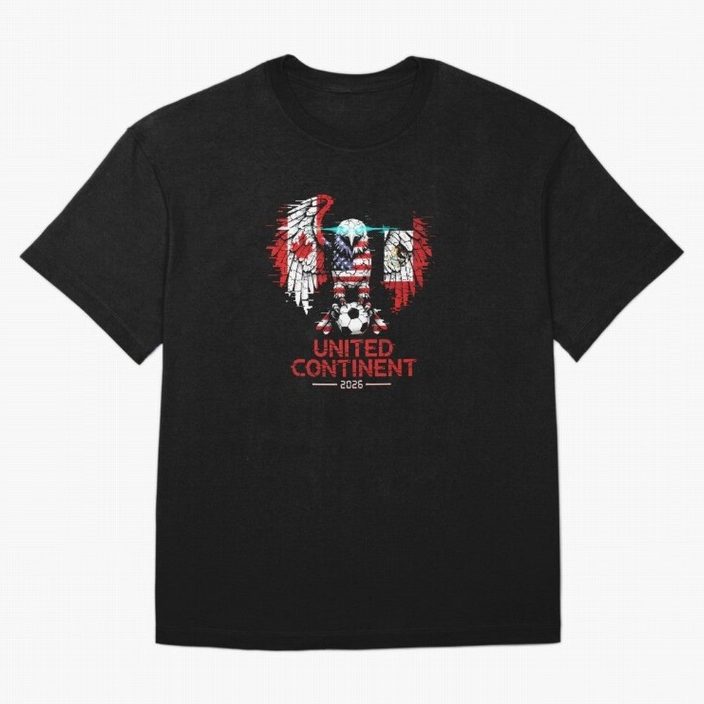 Glitched North America Eagle World Cup Soccer 2026 T-Shirt_83958408 Oversized T-Shirt Feel the Heartbeat of Match Day Hype around FIFA World Cup 2026, Mbappe and Neymar, France and Portugal, Vintage Soccer Flavor, Modern Football Stars, National