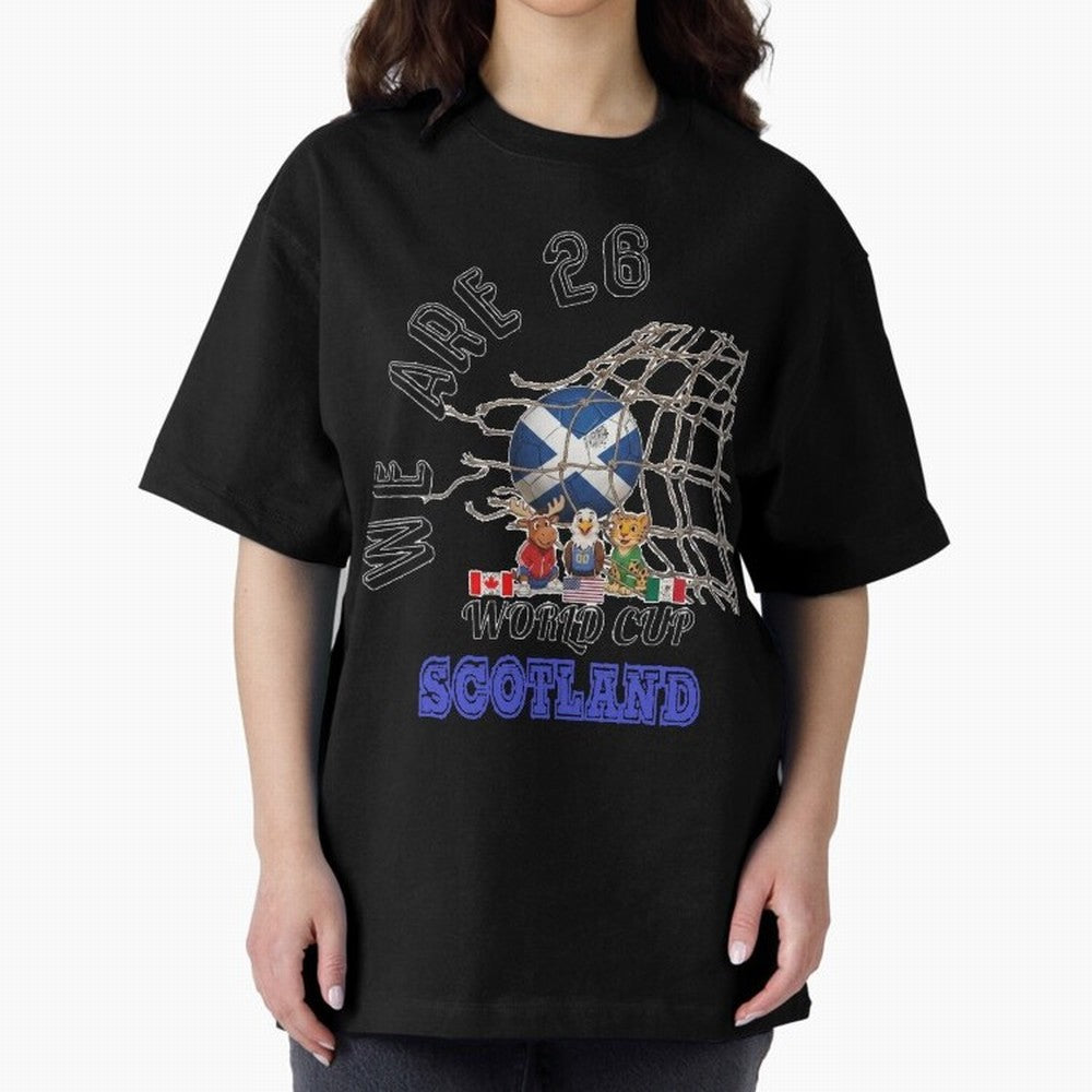 World cup 26 - Scotland Oversized T-Shirt Build FIFA World Cup 2026 USA Canada Mexico for Fans of Neymar, Haaland and Cristiano Ronaldo and Portugal, Spain and Germany, Bringing Championship Spirit, Famous Goals, Roaring Crowds and International