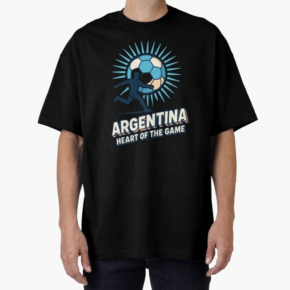 Argentina Heart of the Game ¨C Retro Soccer Fan Design Oversized T-Shirt Make Game Day About Match Day Hype around FIFA World Cup 2026 USA Canada Mexico, Cristiano Ronaldo, Spain and Netherlands, Football History, Final Match Energy, Crowd Noise