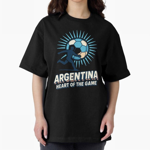 Argentina Heart of the Game ¨C Retro Soccer Fan Design Oversized T-Shirt Make Game Day About Match Day Hype around FIFA World Cup 2026 USA Canada Mexico, Cristiano Ronaldo, Spain and Netherlands, Football History, Final Match Energy, Crowd Noise