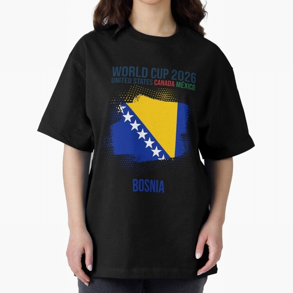 BOSNIA WORLD CUP 2026 Oversized T-Shirt Bring International Match Energy to FIFA World Cup 2026 for Fans of Mbappe and Spain, Bringing Stadium Chants, National Pride, Trophy Dreams and Unforgettable Football Memories; Great for Watch Parties,