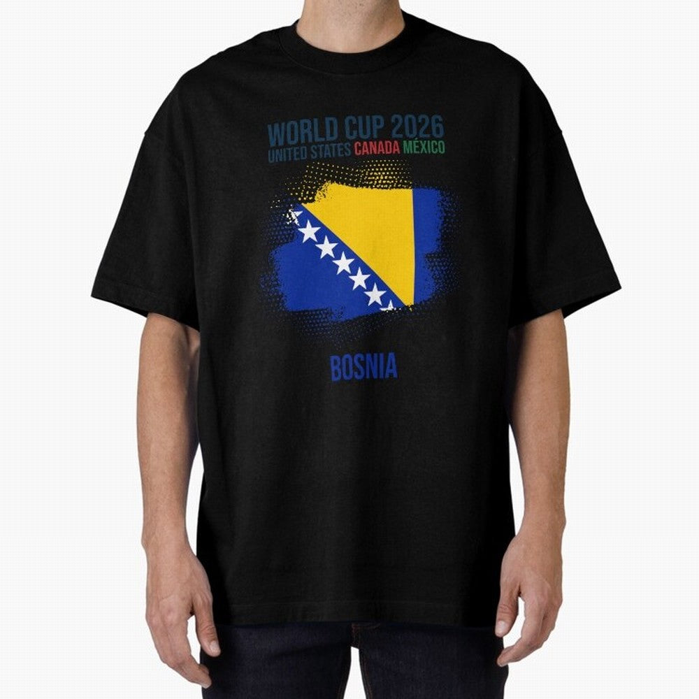 BOSNIA WORLD CUP 2026 Oversized T-Shirt Bring International Match Energy to FIFA World Cup 2026 for Fans of Mbappe and Spain, Bringing Stadium Chants, National Pride, Trophy Dreams and Unforgettable Football Memories; Great for Watch Parties,