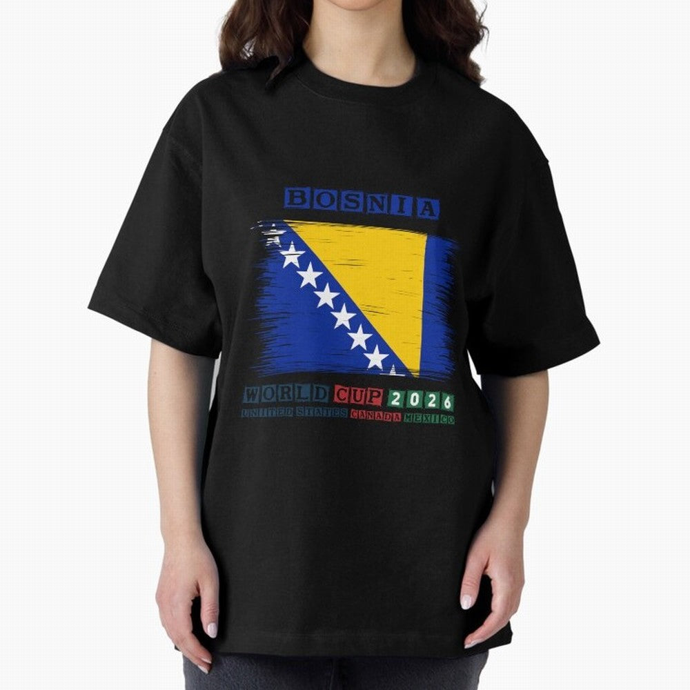 BOSNIA WORLD CUP 2026 Oversized T-Shirt Celebrate Golden Goal Energy in the FIFA World Cup 2026 Group Stage Journey through Cristiano Ronaldo, Haaland and CR7 Highlights, Brazil Pride, Worldwide Fan Energy, Dramatic Goals, Stadium Lights and
