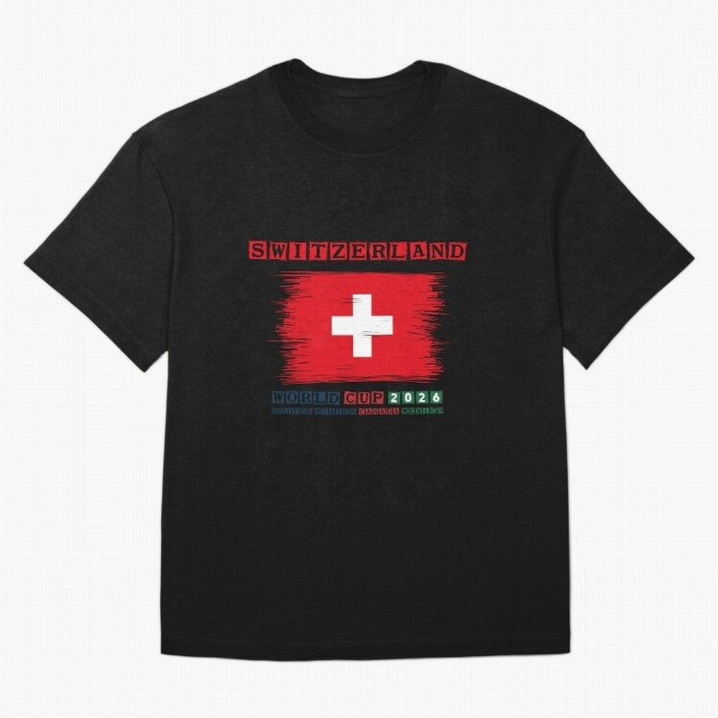 SWETZERLAND WORLD CUP 2026 Oversized T-Shirt Support the FIFA World Cup 2026 Group Stage Journey through CR7 Highlights, England and Germany Pride, Retro Football Energy, Iconic Rivalries, Trophy Chase Drama and Stadium Atmosphere; Perfect for