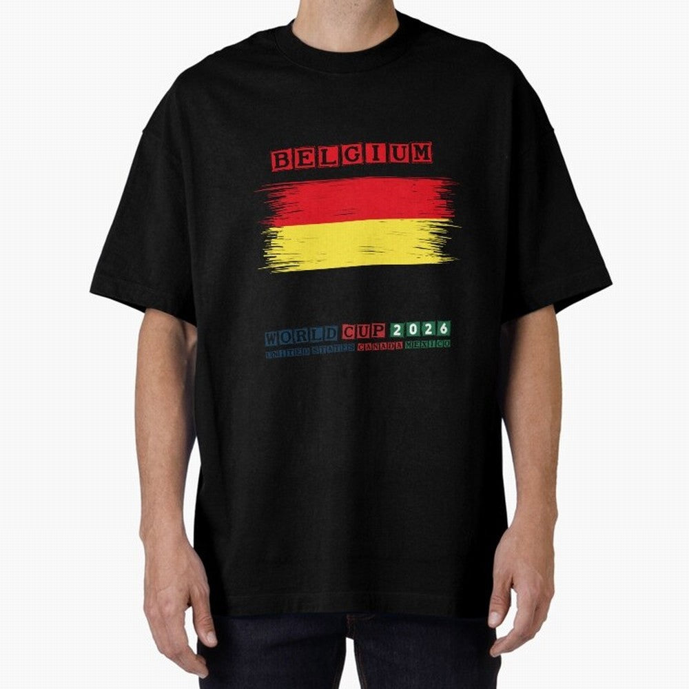 BELGIUM WORLD CUP 2026 Oversized T-Shirt Celebrate the Magic of FIFA World Cup 2026 Spirit, Filled with France and Portugal, Cristiano Ronaldo, Haaland and CR7, Goal Celebration Energy, Supporter Heritage, Football Icons and Worldwide Tournament