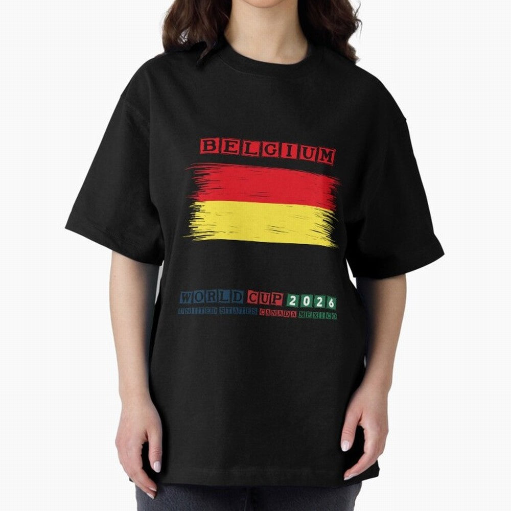 BELGIUM WORLD CUP 2026 Oversized T-Shirt Celebrate the Magic of FIFA World Cup 2026 Spirit, Filled with France and Portugal, Cristiano Ronaldo, Haaland and CR7, Goal Celebration Energy, Supporter Heritage, Football Icons and Worldwide Tournament