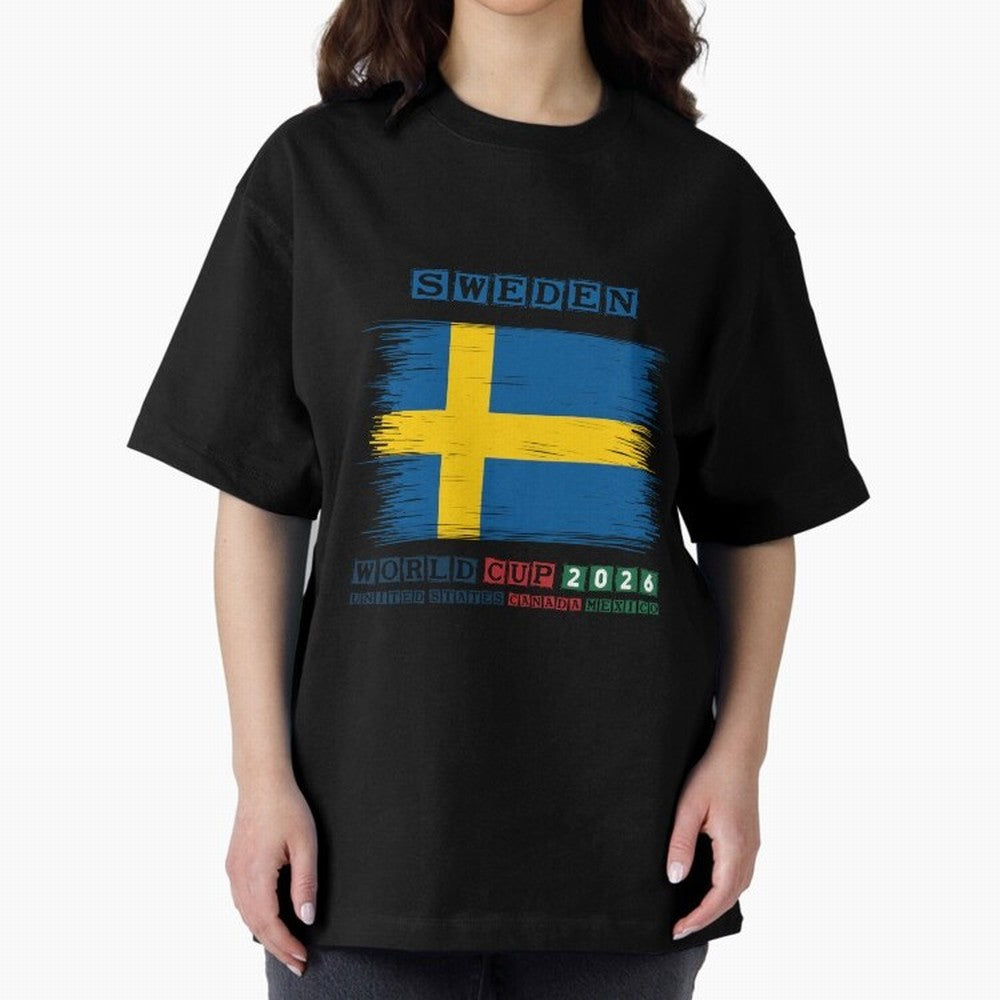SWEDEN WORLD CUP 2026 Oversized T-Shirt Showcase FIFA World Cup 2026 Spirit, Driven by Argentina and Brazil, Neymar, Haaland and Cristiano Ronaldo, Sports Nostalgia, International Competition, Famous Players and Unforgettable Victories; Made for