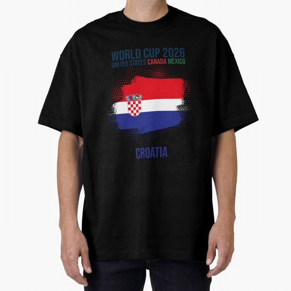 CROATIA WORLD CUP 2026 Oversized T-Shirt Support Iconic Players in FIFA World Cup 2026 for Fans of Cristiano Ronaldo and England and Germany, Bringing Global Supporter Spirit, Legendary Goals, National Colors and Tournament Celebration; Made for
