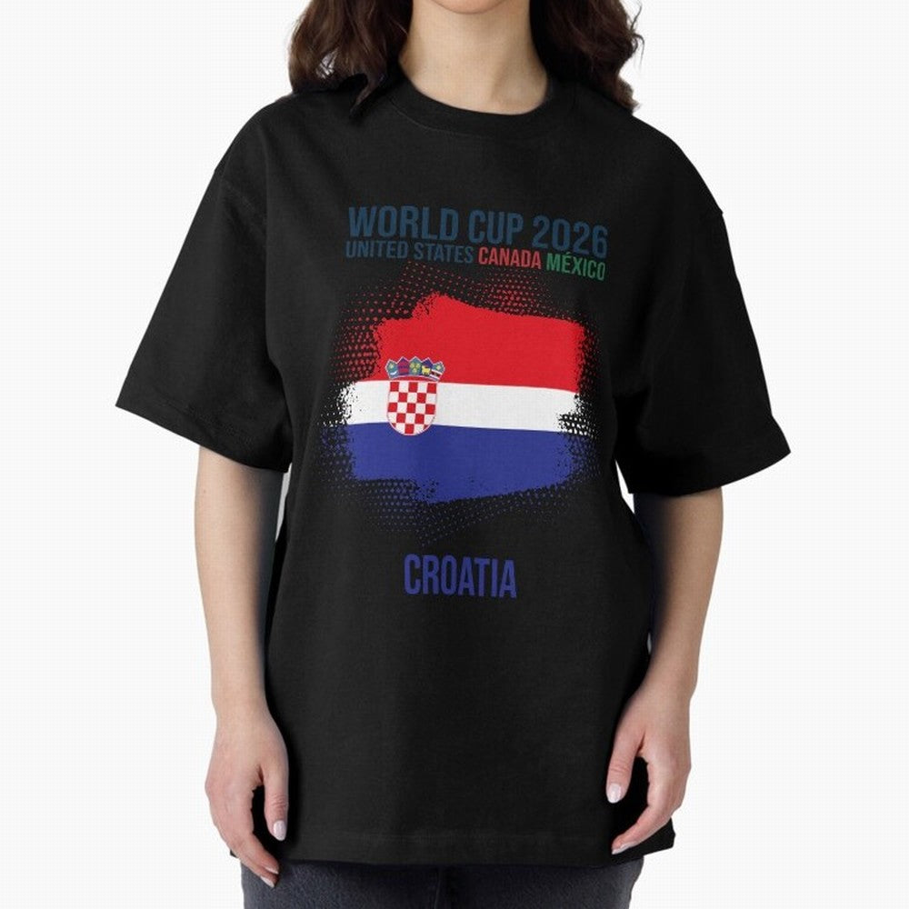 CROATIA WORLD CUP 2026 Oversized T-Shirt Support Iconic Players in FIFA World Cup 2026 for Fans of Cristiano Ronaldo and England and Germany, Bringing Global Supporter Spirit, Legendary Goals, National Colors and Tournament Celebration; Made for