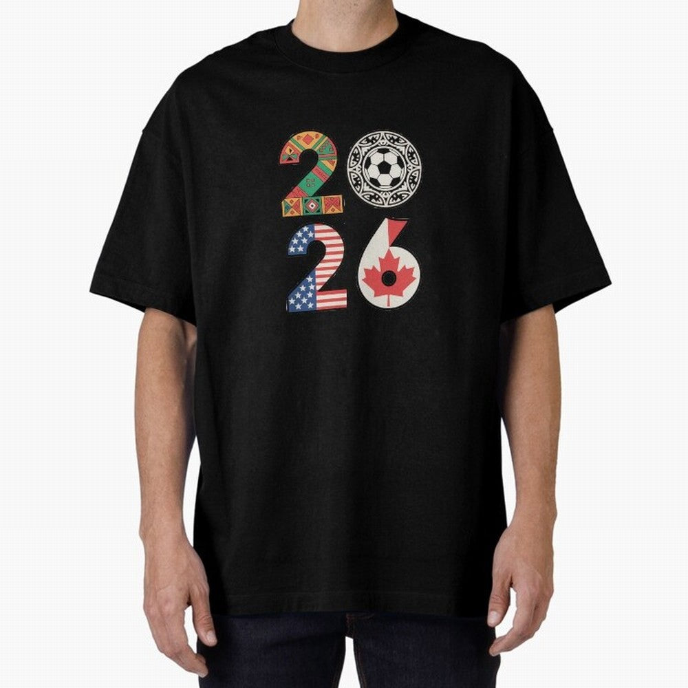 2026 Football Countries Design ¨C USA, Canada & Mexico Inspired Art Oversized T-Shirt Support FIFA World Cup 2026 Group Stage Spirit, Built around Argentina and Brazil, Cristiano Ronaldo, Football Passion, Legendary Performances, Festival Vibes and