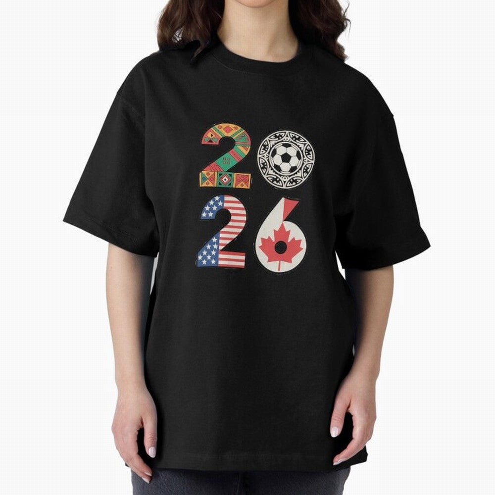 2026 Football Countries Design ¨C USA, Canada & Mexico Inspired Art Oversized T-Shirt Support FIFA World Cup 2026 Group Stage Spirit, Built around Argentina and Brazil, Cristiano Ronaldo, Football Passion, Legendary Performances, Festival Vibes and