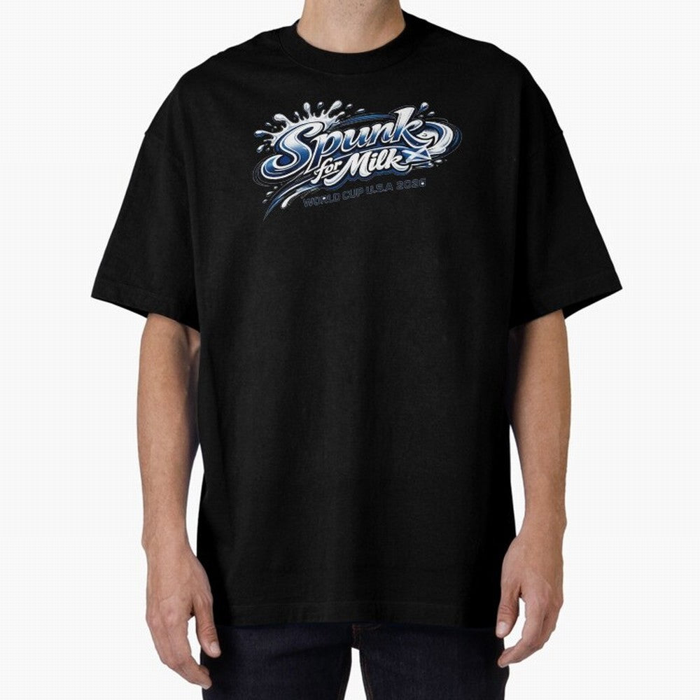 Spunk for Milk Oversized T-Shirt Show Love for Legendary Goals in FIFA World Cup 2026 USA Canada Mexico for Fans of Haaland and Mbappe and Spain and Netherlands, Bringing Global Supporter Spirit, Legendary Goals, National Colors and Tournament