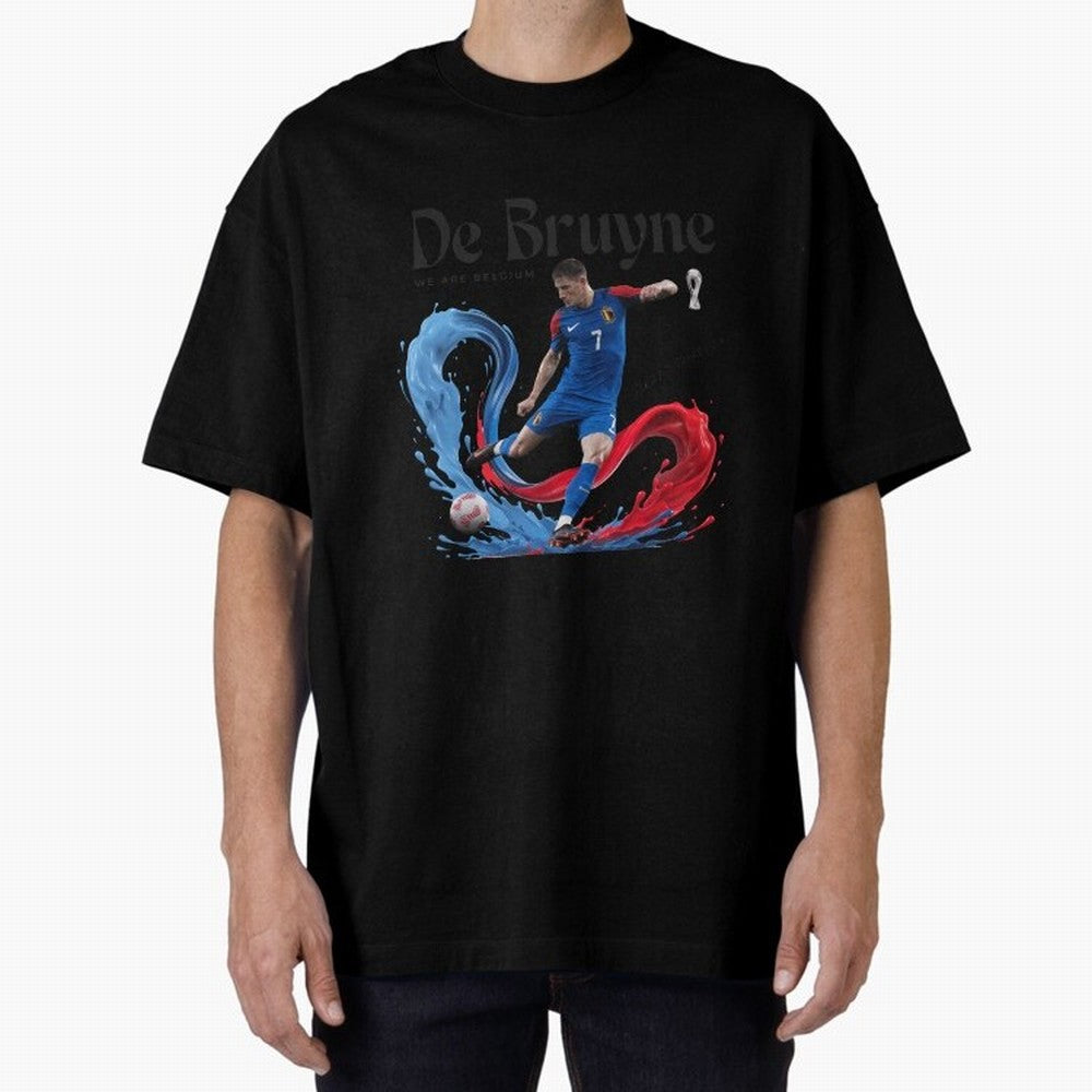 De Bruyne - We are Belgium Oversized T-Shirt Celebrate Fan Culture around Match Day Hype around FIFA World Cup 2026 USA Canada Mexico, Haaland and Mbappe, England, Game Day Rituals, Football Legends, Country Pride and the Road to the Final; Made
