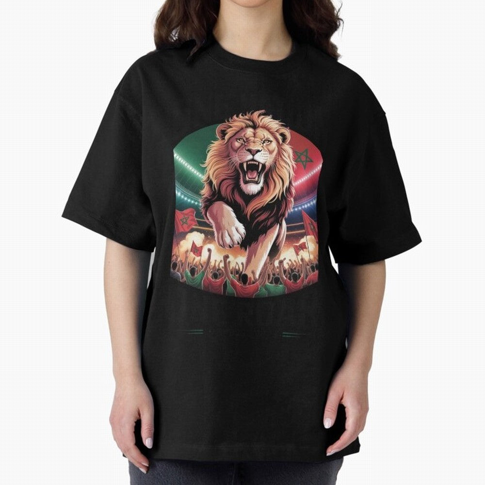 Morocco Football - One Nation, One Roar Oversized T-Shirt Follow the Final Road of the FIFA World Cup 2026 Group Stage Journey through Mbappe Highlights, England and Germany Pride, Classic Soccer Heritage, Championship Pressure, Fan Loyalty and
