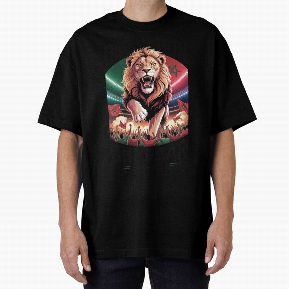 Morocco Football - One Nation, One Roar Oversized T-Shirt Follow the Final Road of the FIFA World Cup 2026 Group Stage Journey through Mbappe Highlights, England and Germany Pride, Classic Soccer Heritage, Championship Pressure, Fan Loyalty and