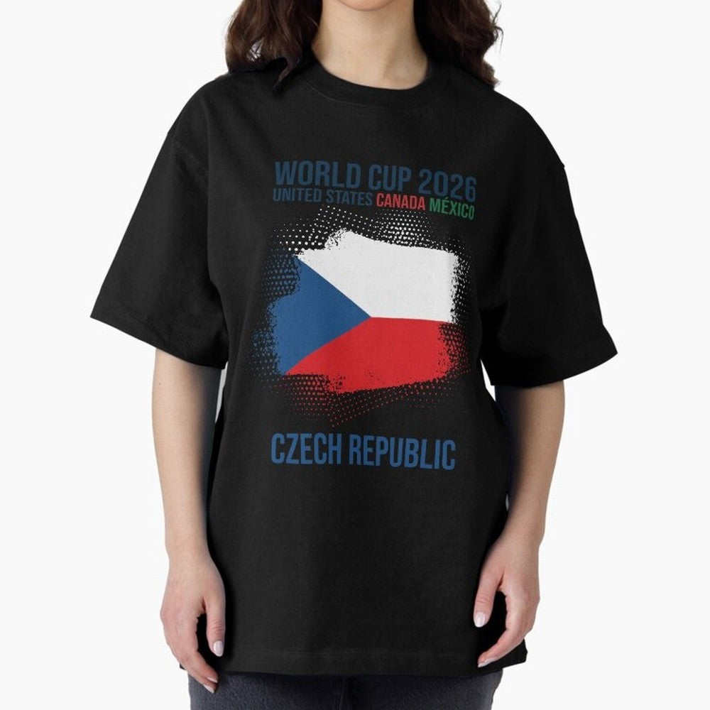 Czech Republic WORLD CUP 2026 Oversized T-Shirt Support FIFA World Cup 2026 USA Canada Mexico Capturing Mbappe, Brazil Energy, Football Festival Excitement, Trophy Ambitions, Country Rivalries and Star Player Buzz; Created for Match Day Parties,