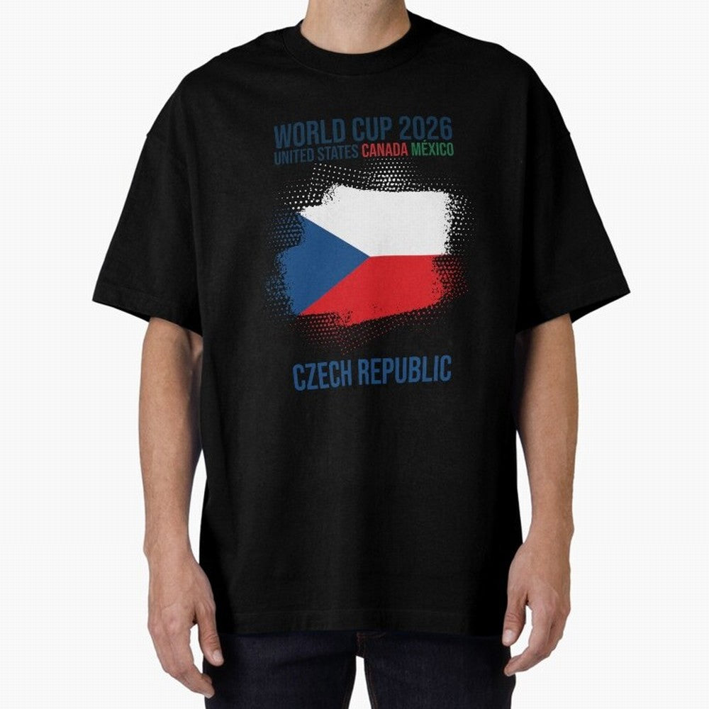 Czech Republic WORLD CUP 2026 Oversized T-Shirt Support FIFA World Cup 2026 USA Canada Mexico Capturing Mbappe, Brazil Energy, Football Festival Excitement, Trophy Ambitions, Country Rivalries and Star Player Buzz; Created for Match Day Parties,