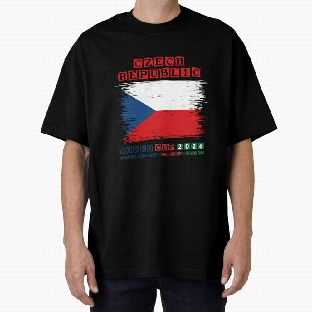 Czech Republic WORLD CUP 2026 Oversized T-Shirt Celebrate Football Heritage in FIFA World Cup 2026 USA Canada Mexico Highlighting Haaland and Mbappe, Argentina and Brazil Energy, Championship Spirit, Famous Goals, Roaring Crowds and International