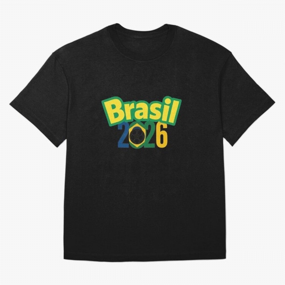 Brasil 2026 Football Mission - Road to Next World Cup T-Shirt Oversized T-Shirt Keep the Match Day Mood of FIFA World Cup 2026 USA Canada Mexico for Fans of CR7 and Messi and Argentina, Bringing Soccer Culture, Superstar Moments, National Team